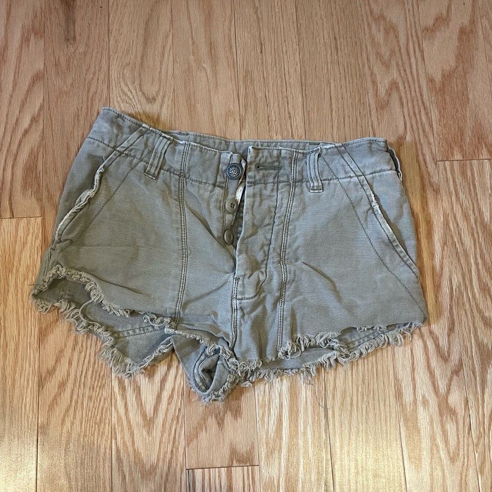 Free People army green Jean shorts; size 0; great condition